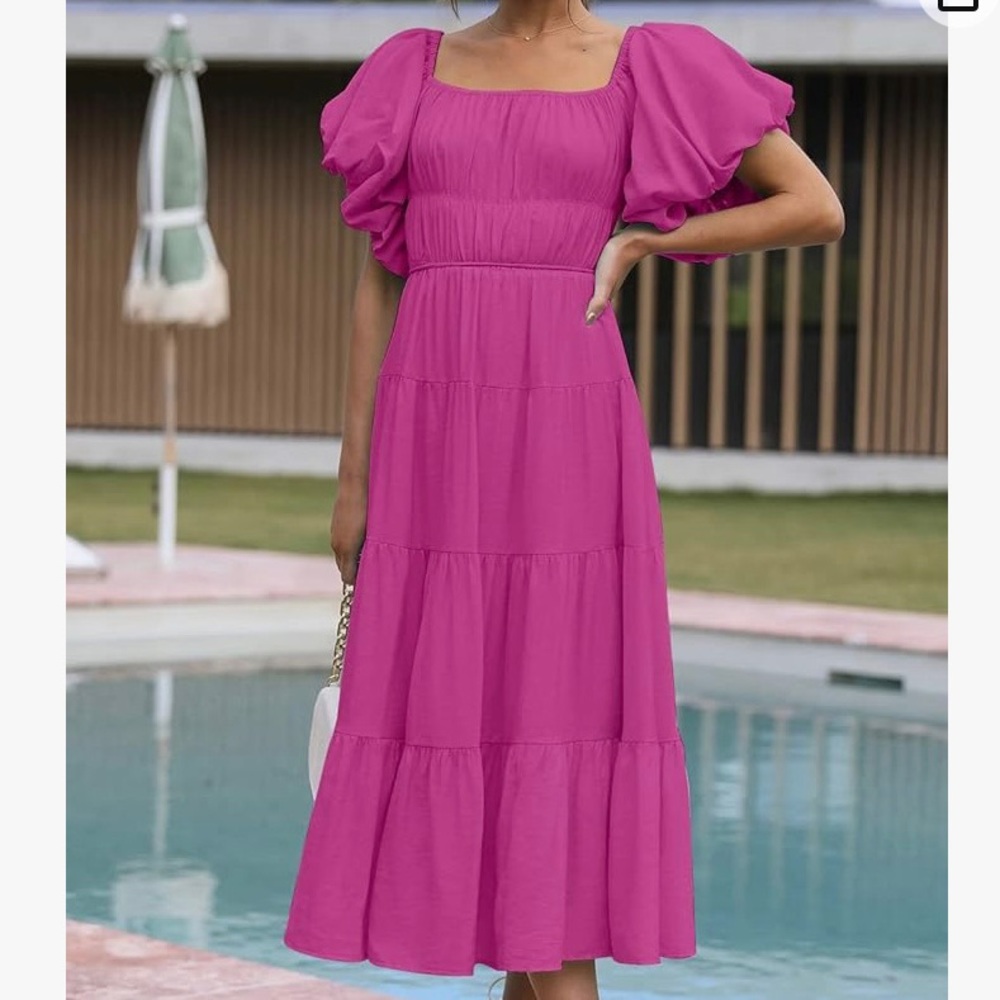 Pink midi dress, S